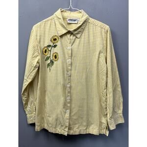 National‎ Shirt Womens Medium Country Sunflower Floral Stitched Shirt Y2K
